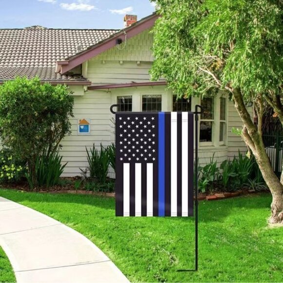 Flag US Thin Blue Line Thin Patriotic Yard Lawn Garden Outdoor Indoor Blue Black - Picture 5 of 16